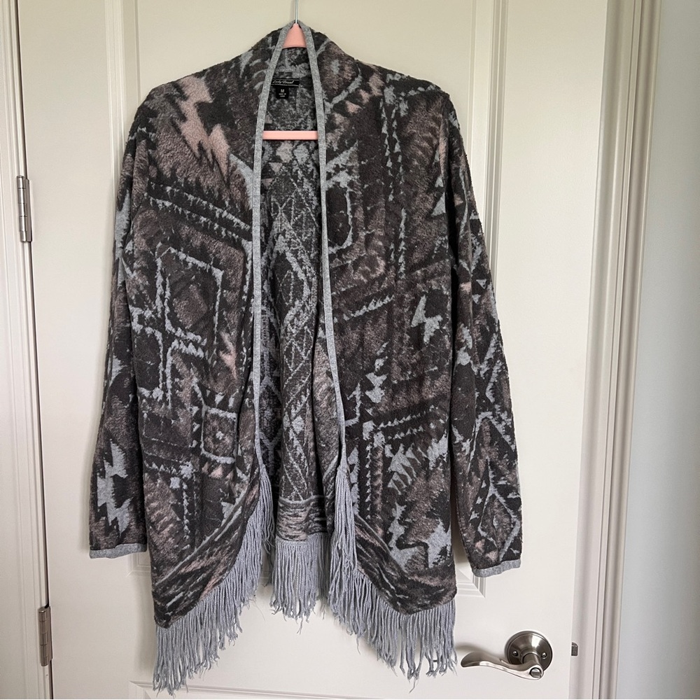 Lucky Brand sweater cardigan/ wrap fringed bohemian perfect for fall